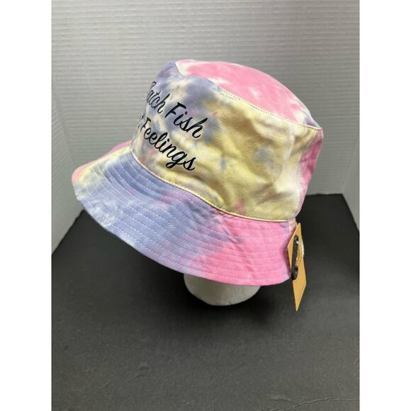 MIRMARU Catch Fish Not Feelings” Tie Dye Bucket Hat 100% Cotton - Picture 4 of 10